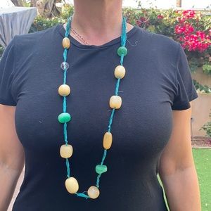 Anthropologie Beaded Raffia Necklace